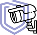 Icon Sicherheitsdienst - Überwachungskamera mit CMS Sicherheits-Logo